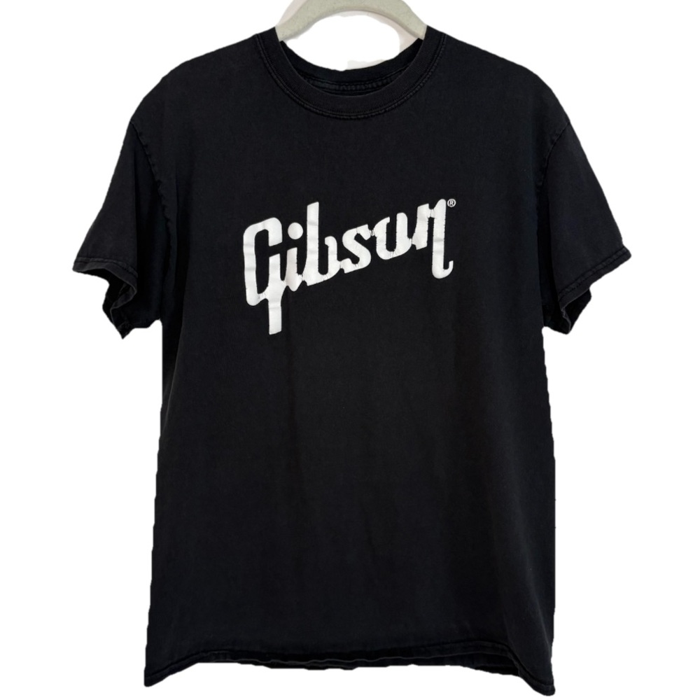 Vintage Gibson T-shirt Black White Logo Tee Unisex S/M Streetwear Music